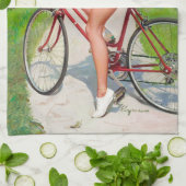 Zeit für einen Ausflug - Retro Button-Up Girl Küchentuch (Gefaltet)