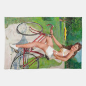 Zeit für einen Ausflug - Retro Button-Up Girl Küchentuch (Horizontal)