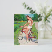 Zeit für einen Ausflug - Retro Button-Up Girl Postkarte (Stehend Vorderseite)