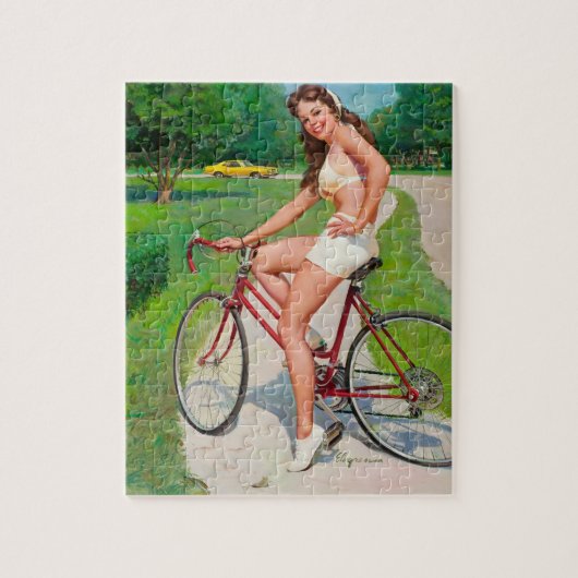 Zeit für einen Ausflug - Retro Button-Up Girl Puzzle (Vertikal)