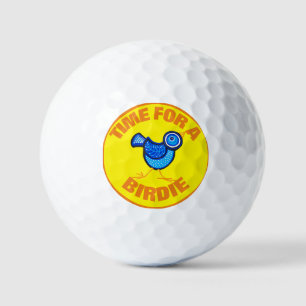 Zeit für einen Birdie-gelben Hintergrund Golfball