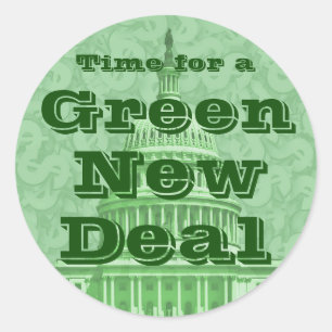 Zeit für einen grünen New Deal Runder Aufkleber