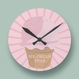 Zeit für Eiscreme Pink Kitchenette Uhr