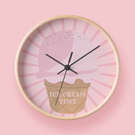 Zeit für Eiscreme Pink Kitchenette Uhr
