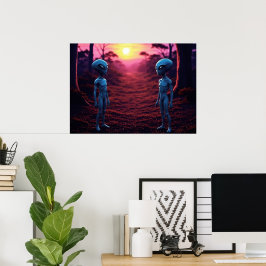 Zeit für Freunde KI Alien Kunst Poster