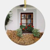 "Zeit für geröstete Kastanien" Keramik Ornament (Vorne)