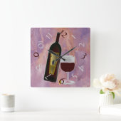 Zeit für Glas Wein Quadratische Wanduhr (Zuhause)