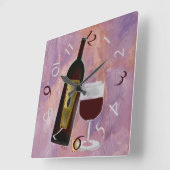 Zeit für Glas Wein Quadratische Wanduhr (Winkel)