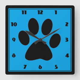 Zeit für Haustiere mittlere blaue Pawprint Uhr
