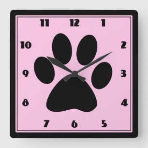 Zeit für Haustiere rosa Pawprint Uhr