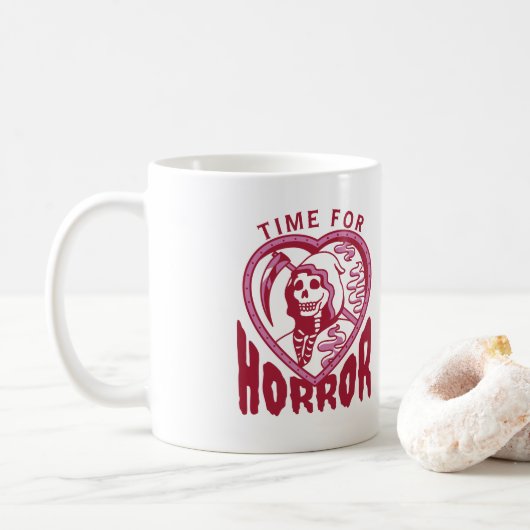Zeit für Horror Filmfans oder Buchliebhaber Kaffeetasse (Mit Donut)