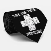 Zeit für Ihre Medizin, weiß auf schwarzer Krawatte (Gerollt)