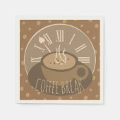 Zeit für Kaffeepause Uhr und Bohnen Serviette (Vorderseite)