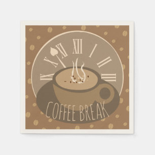 Zeit für Kaffeepause Uhr und Bohnen Serviette