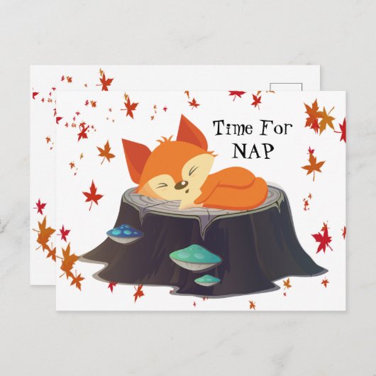 Zeit für Nickerchen Fox Postkarte (Vorne/Hinten)