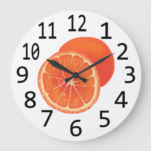 Zeit für Orange Fruchtsauer Große Wanduhr (Vorderseite)