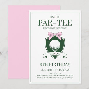 Zeit für Par-Tee Pink Bow Golf 8. Geburtstagsfeier Einladung