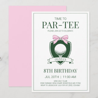 Zeit für Par-Tee Pink Bow Golf 8. Geburtstagsfeier Einladung