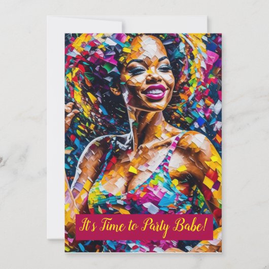 Zeit für Party Babe - Einladung (Vorderseite)
