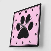 Zeit für Pets Pink Pawprint Uhr (Winkel)