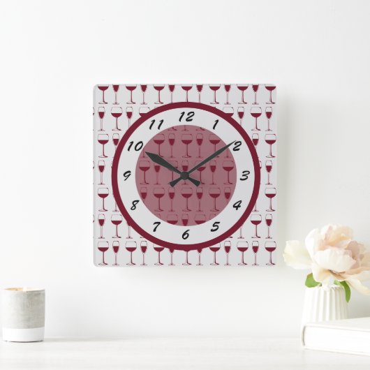 Zeit für Rotwein Quadratische Wanduhr (Zuhause)