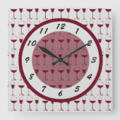 Zeit für Rotwein Quadratische Wanduhr (Vorderseite)