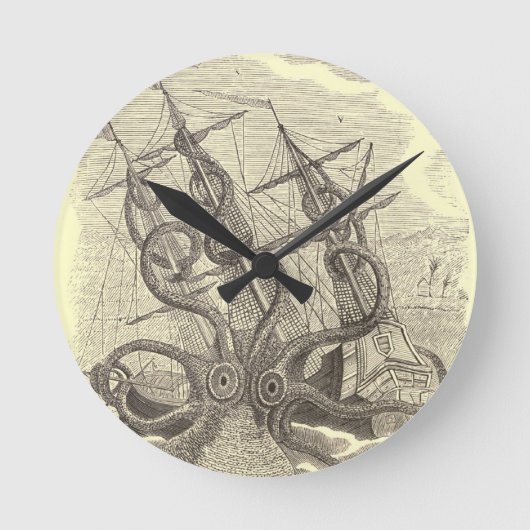 Zeit für Sushi! Kraken Clock Runde Wanduhr (Vorderseite)