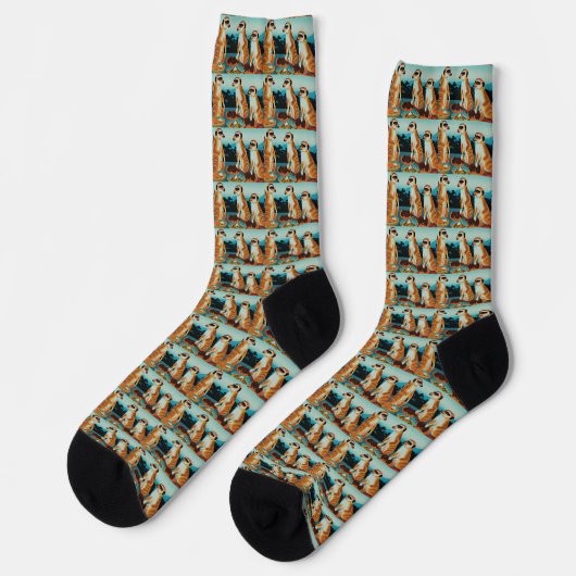 Zeit für Tacos Meerkat Stil, Crew Socken (Linkes Detail)