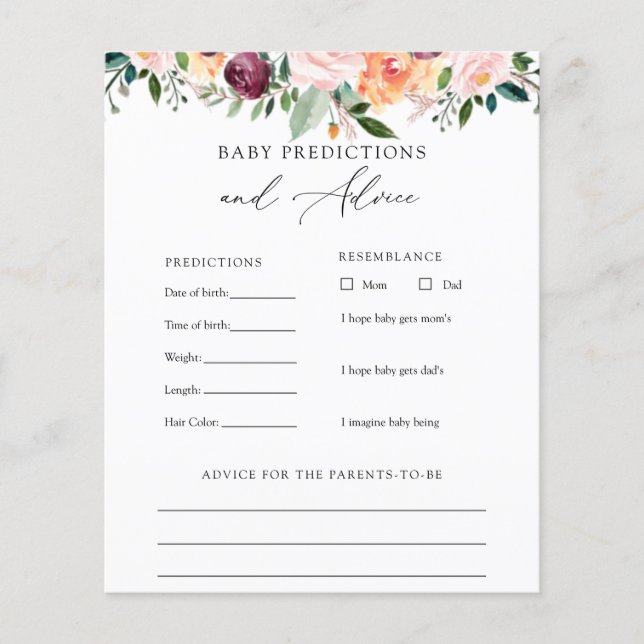 Zeit für Tea Baby Advice und Predictions Card (Vorderseite)