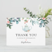 Zeit für Tea Baby Dusche Vielen Dank Dankeskarte (Stehend Vorderseite)
