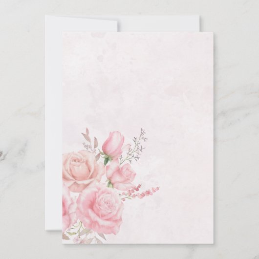 Zeit für Tea Baby Shower Dusty Rose Bloral Einladung (Rückseite)