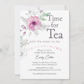 Zeit für Tea Baby Shower Rose Floral Whimsical Einladung (Vorderseite)