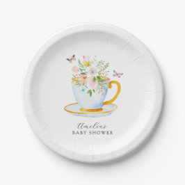 Zeit für Tea Baby Shower Whimsical Wildblume Pappteller