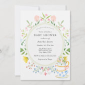 Zeit für Tea Baby Shower Wildblume Einladung (Vorderseite)