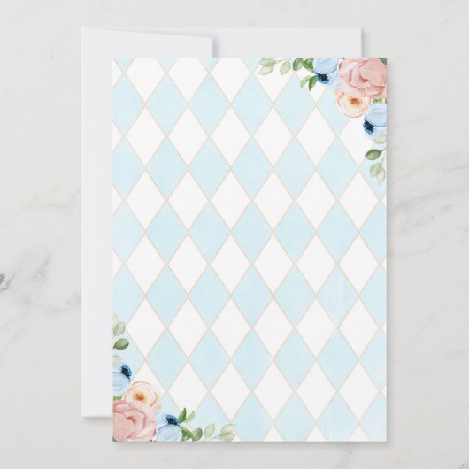 Zeit für Tea Brewing Tee Party Blue Baby Dusche Einladung (Rückseite)