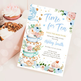 Zeit für Tea Brewing Tee Party Blue Baby Dusche Einladung