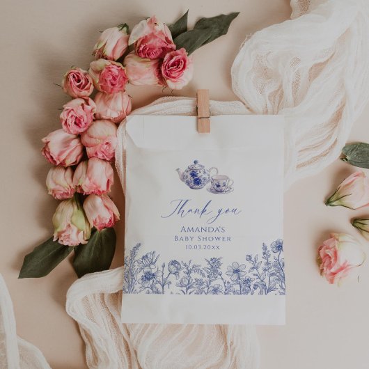 Zeit für Tea Toile Babydusche Geschenktütchen