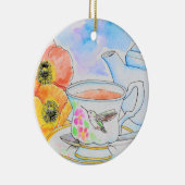 Zeit für Tea Watercolor-Malerei Keramik Ornament (Rechts)