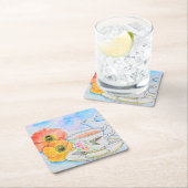 Zeit für Tea Watercolor-Malerei Rechteckiger Pappuntersetzer (Vor Ort)