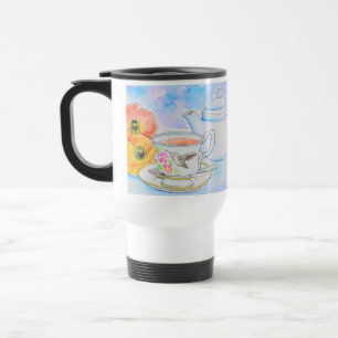 Zeit für Tea Watercolor-Malerei Reisebecher