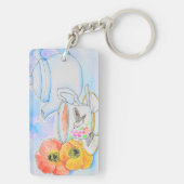Zeit für Tea Watercolor-Malerei Schlüsselanhänger (Rückseite)