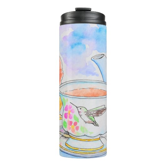 Zeit für Tea Watercolor-Malerei Thermosbecher (Vorderseite)