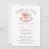 Zeit für Tee-Baby-Dusche Teacup Rose Rosa Blumenst Einladung (Vorderseite)