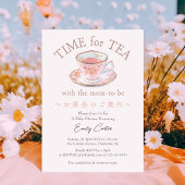 Zeit für Tee-Baby-Dusche Teacup Rose Rosa Blumenst Einladung