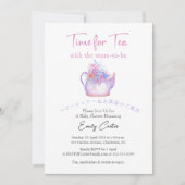Zeit für Tee-Baby-Dusche Teapot Wasserfarben Einladung (Vorderseite)