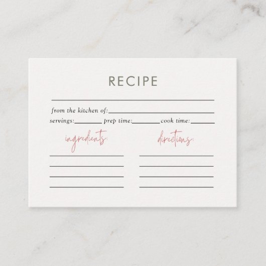 Zeit für Tee-Boho Blumenkohl-Brautparty Rezept Begleitkarte (Vorderseite)