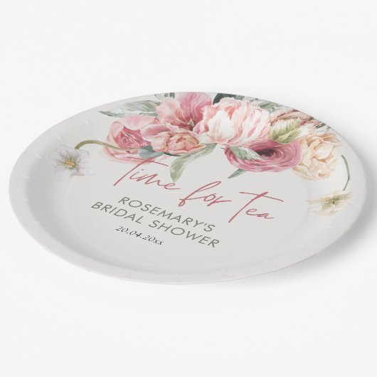 Zeit für Tee-Boho-Brautparty Pappteller (Schrägansicht)