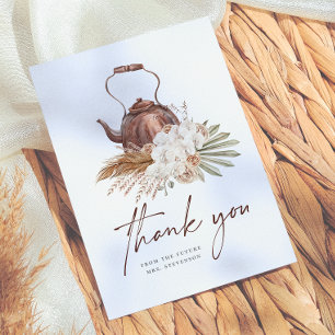 Zeit für Tee Boho Pampas Terracotta Brautparty Dankeskarte