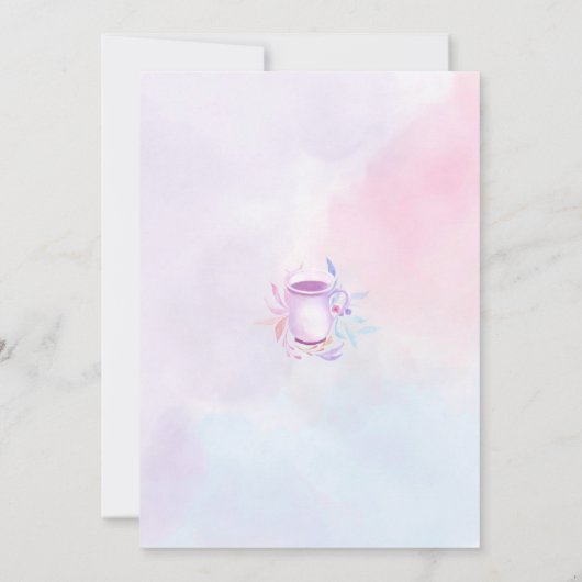 Zeit für Tee Brautparty Blumenkohl Wasserfarbe Einladung (Rückseite)