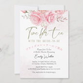 Zeit für Tee Brautparty Elegante Rose Einladung (Vorderseite)